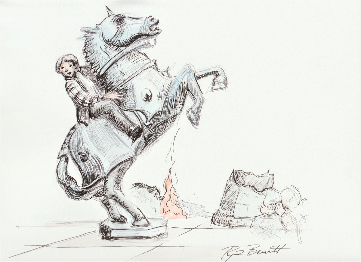 A Wizard riding on a chess piece during a game of Wizards chess