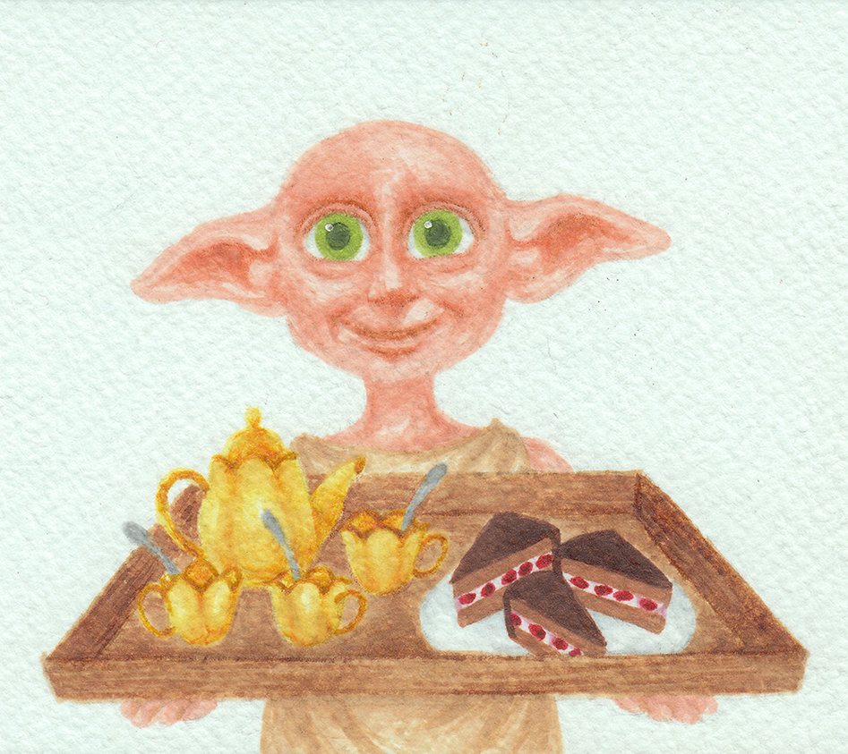 Dobby the House Elf with a tray of goodies